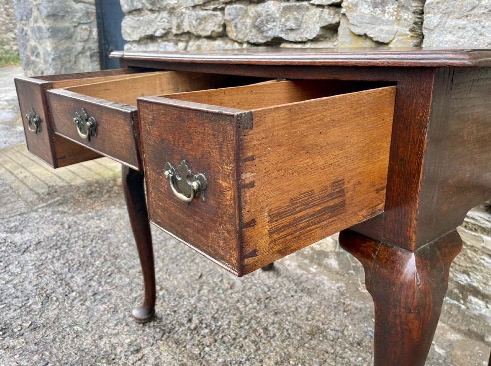 18th Century Georgian Oak Crossbanded Lowboy View X