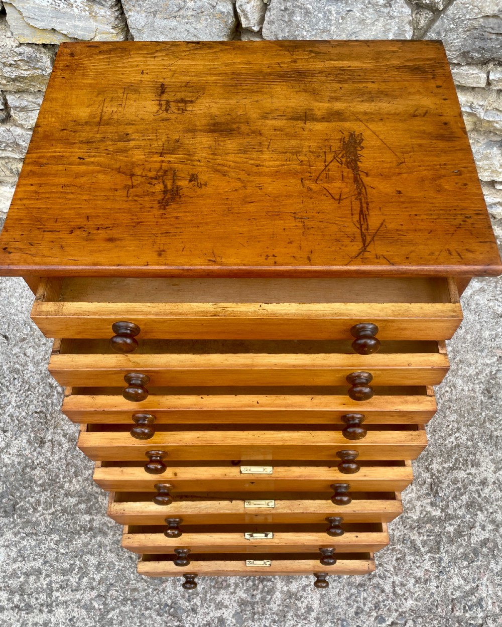 Antique Pine Bank of Drawers View VIII