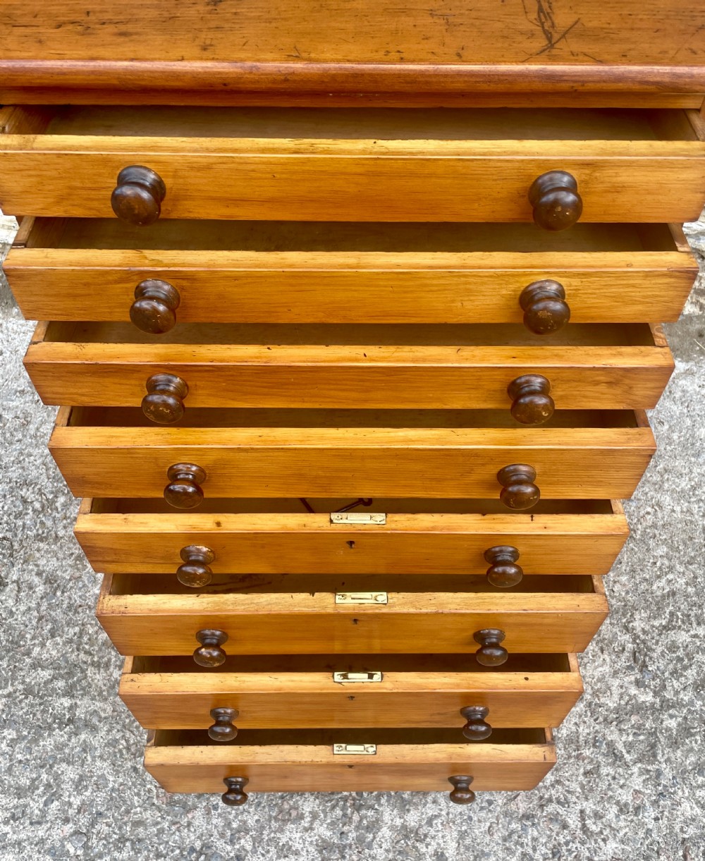 Antique Pine Bank of Drawers View X