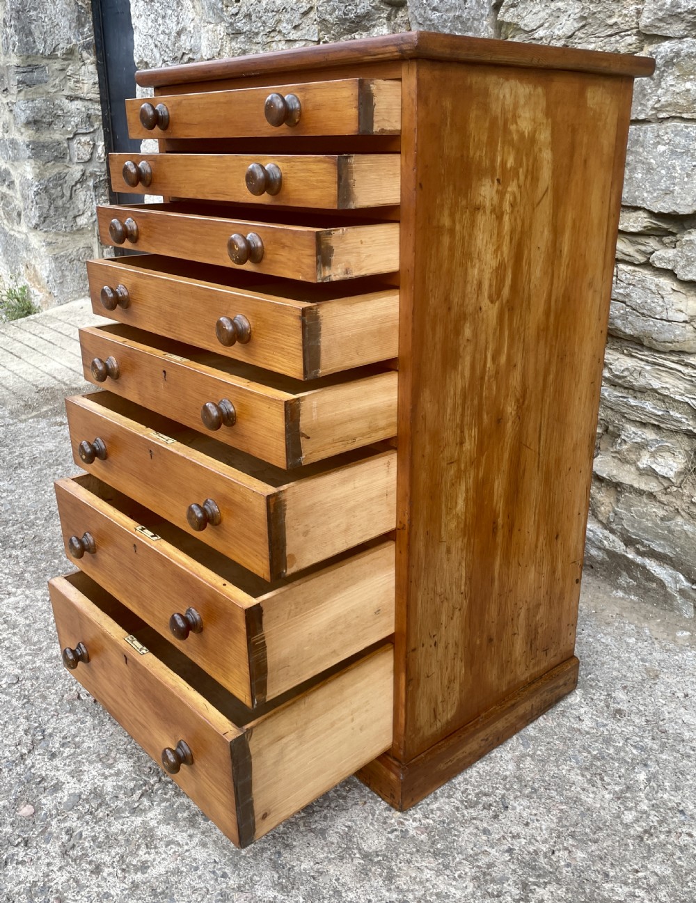 Antique Pine Bank of Drawers View XII