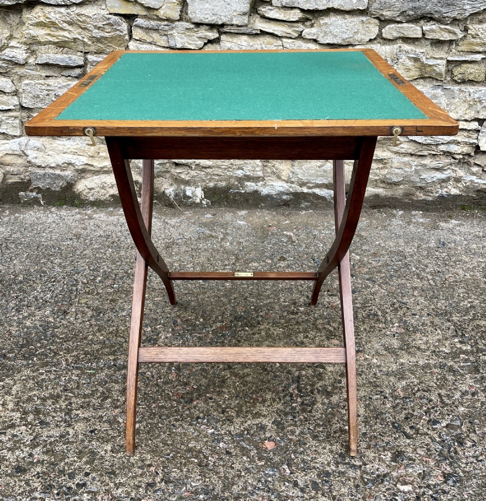 Antique Oak Folding Card Table View V