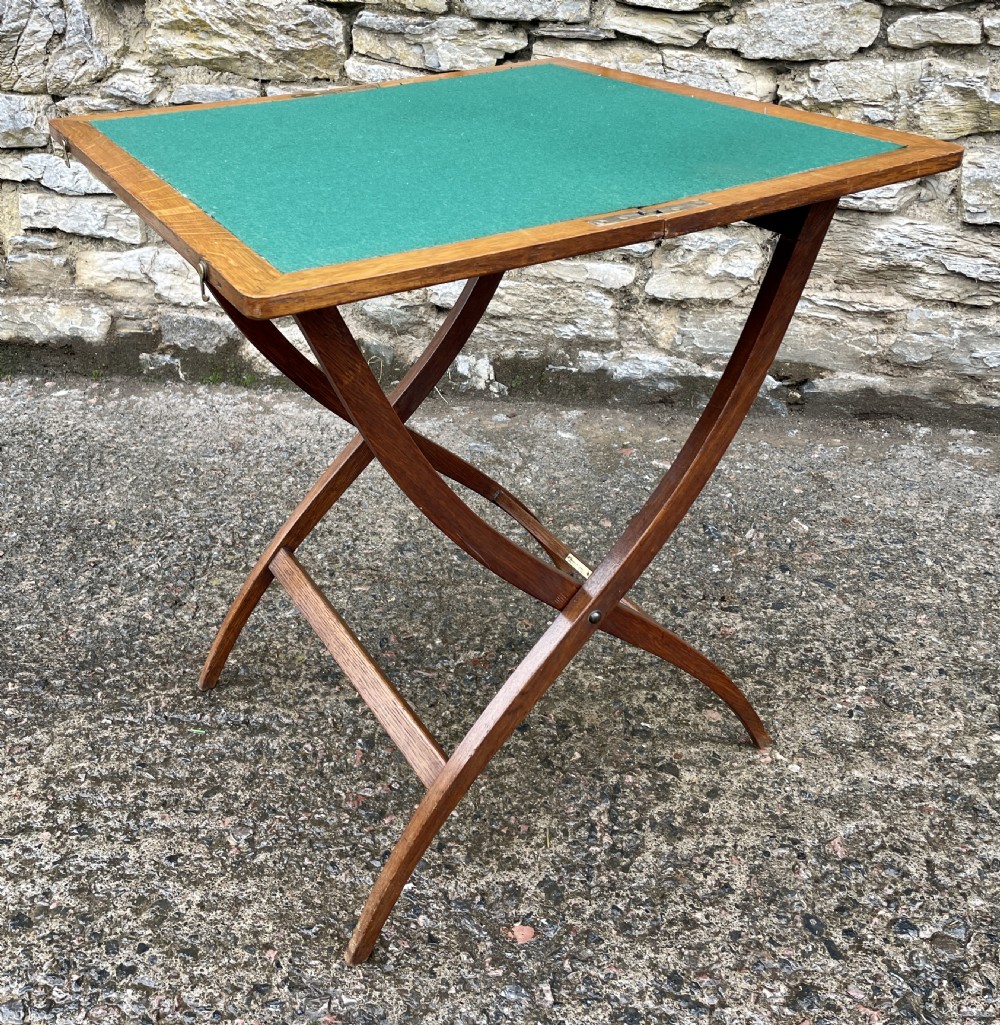 Antique Oak Folding Card Table View VI