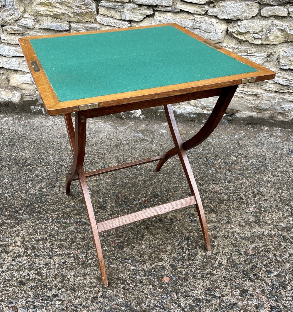 Antique Oak Folding Card Table View X
