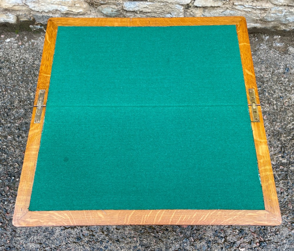 Antique Oak Folding Card Table View XII