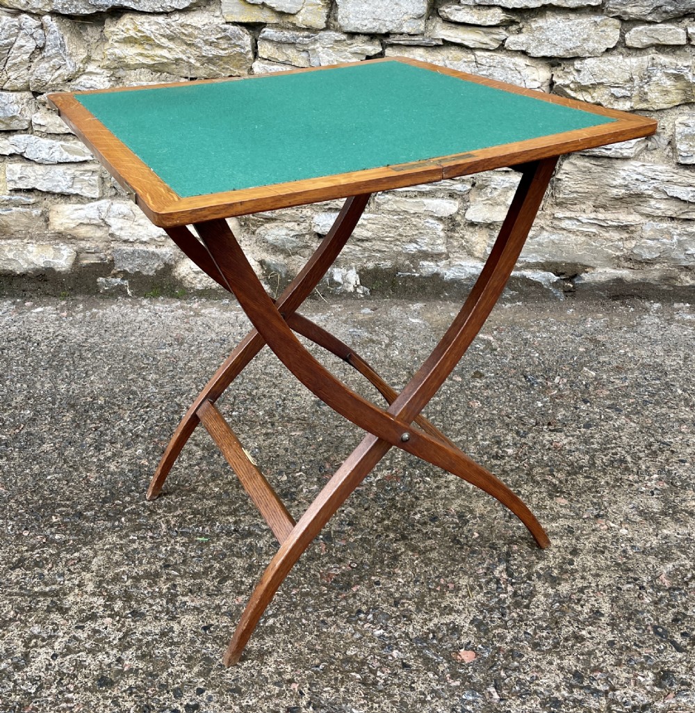 Antique Oak Folding Card Table View XIII