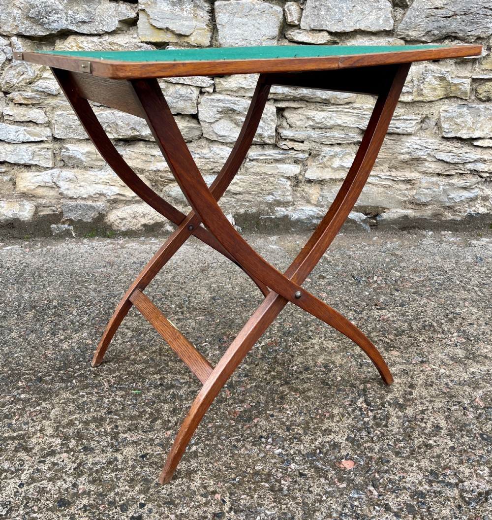 Antique Oak Folding Card Table View XV