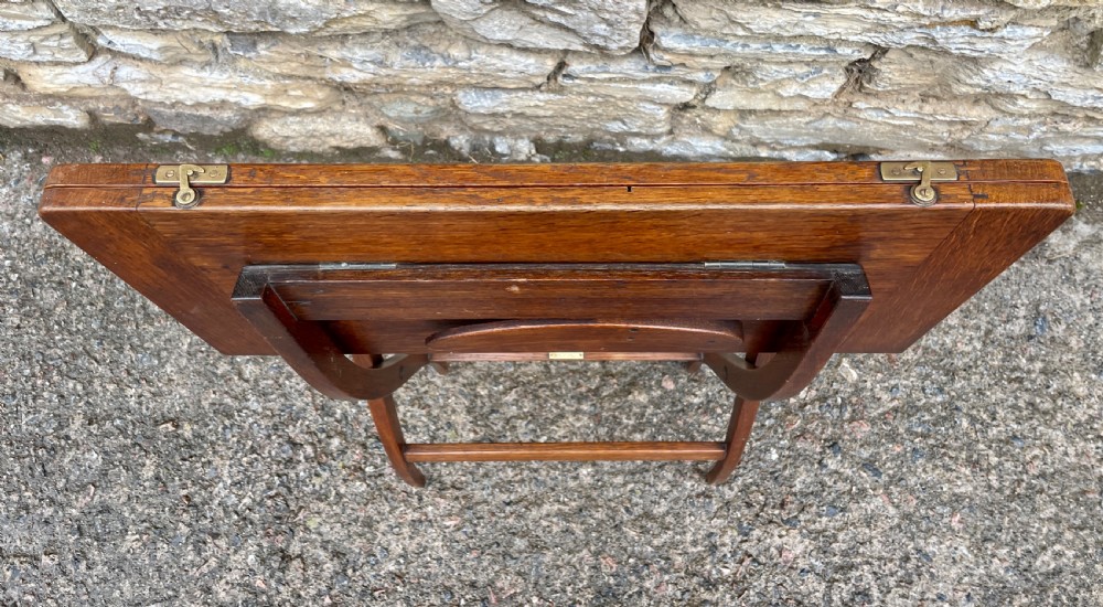 Antique Oak Folding Card Table View XVII