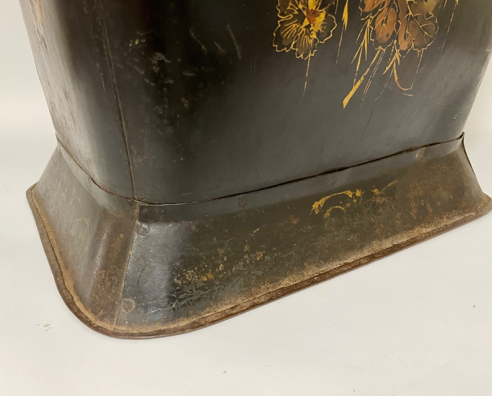 Antique Victorian Toleware Coal Bin with Liner View XIV