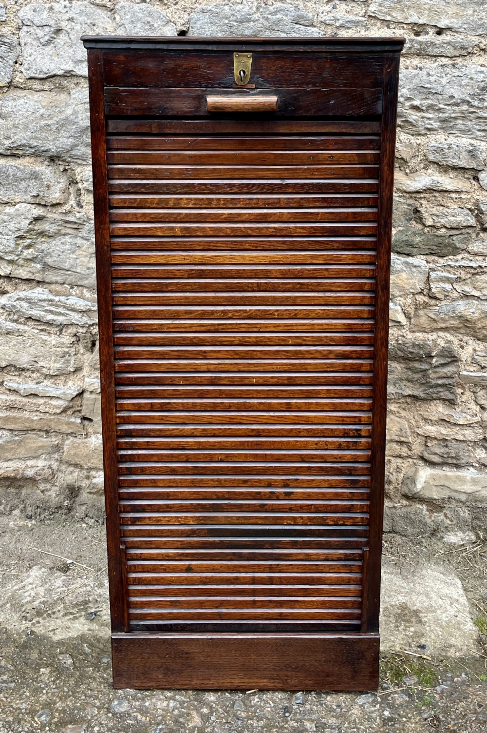 Antique Oak Tambour Filing Cabinet