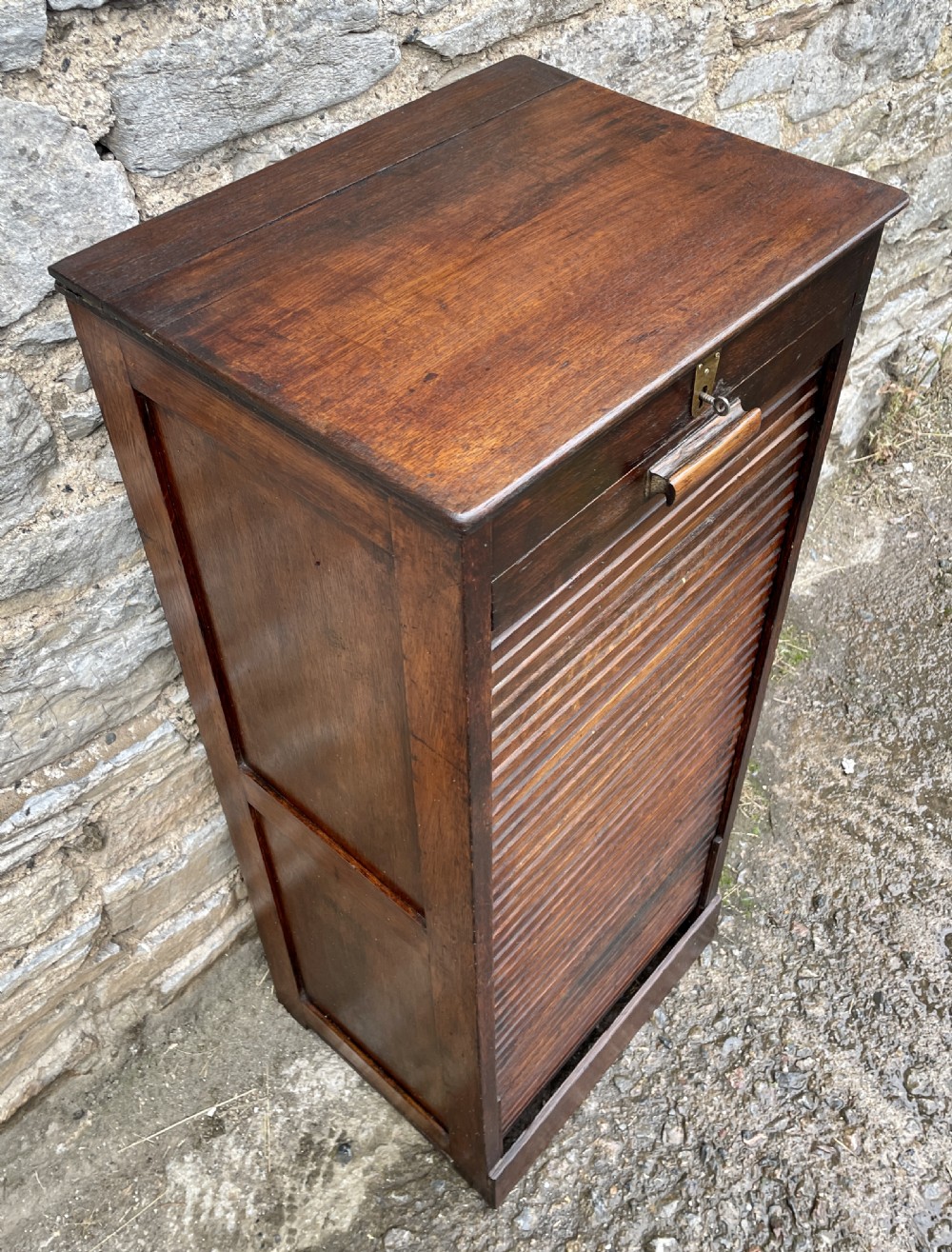 Antique Oak Tambour Filing Cabinet View VII