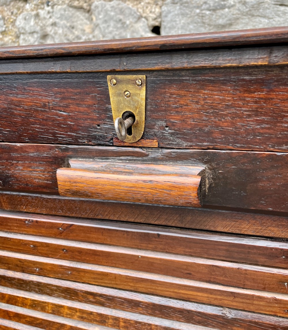Antique Oak Tambour Filing Cabinet View IX