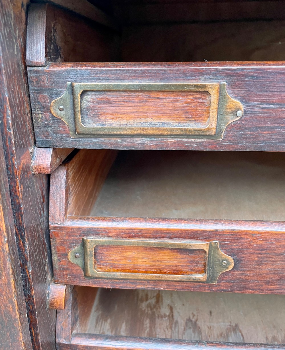 Antique Oak Tambour Filing Cabinet View XIII