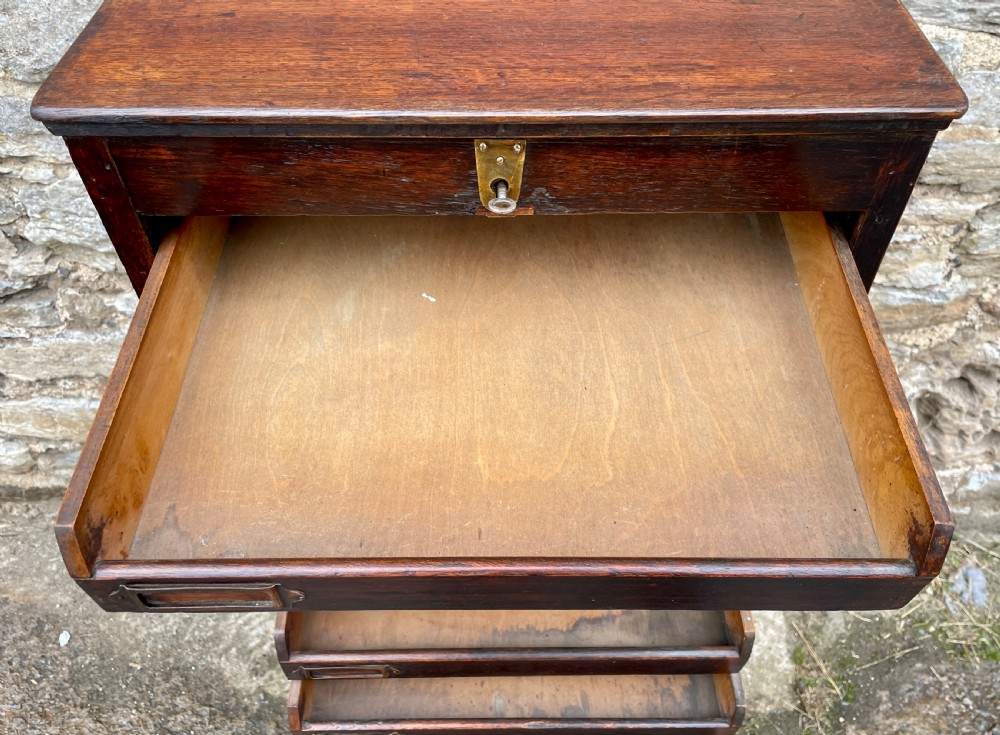 Antique Oak Tambour Filing Cabinet View XIV