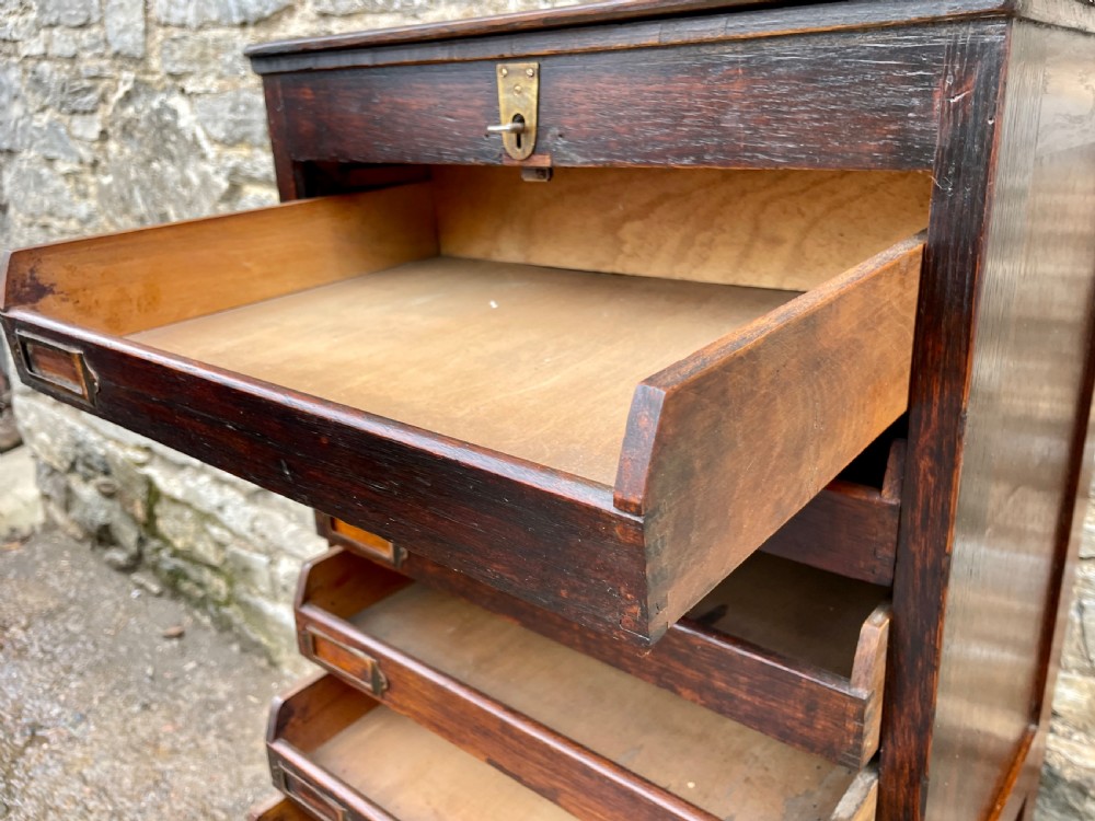 Antique Oak Tambour Filing Cabinet View XVI