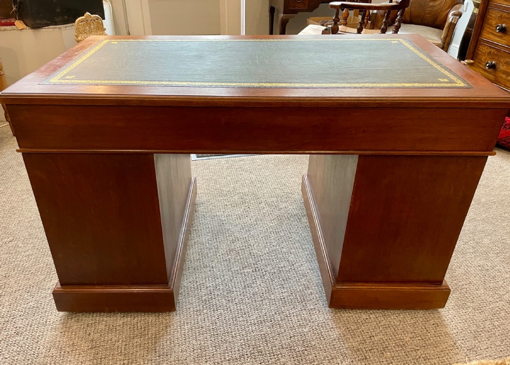 Antique Edwardian Oak Pedestal Writing Desk View VII