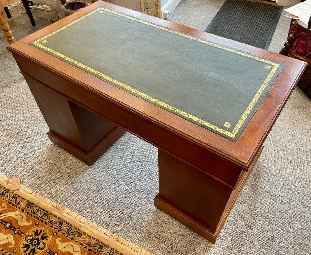 Antique Edwardian Oak Pedestal Writing Desk View IX