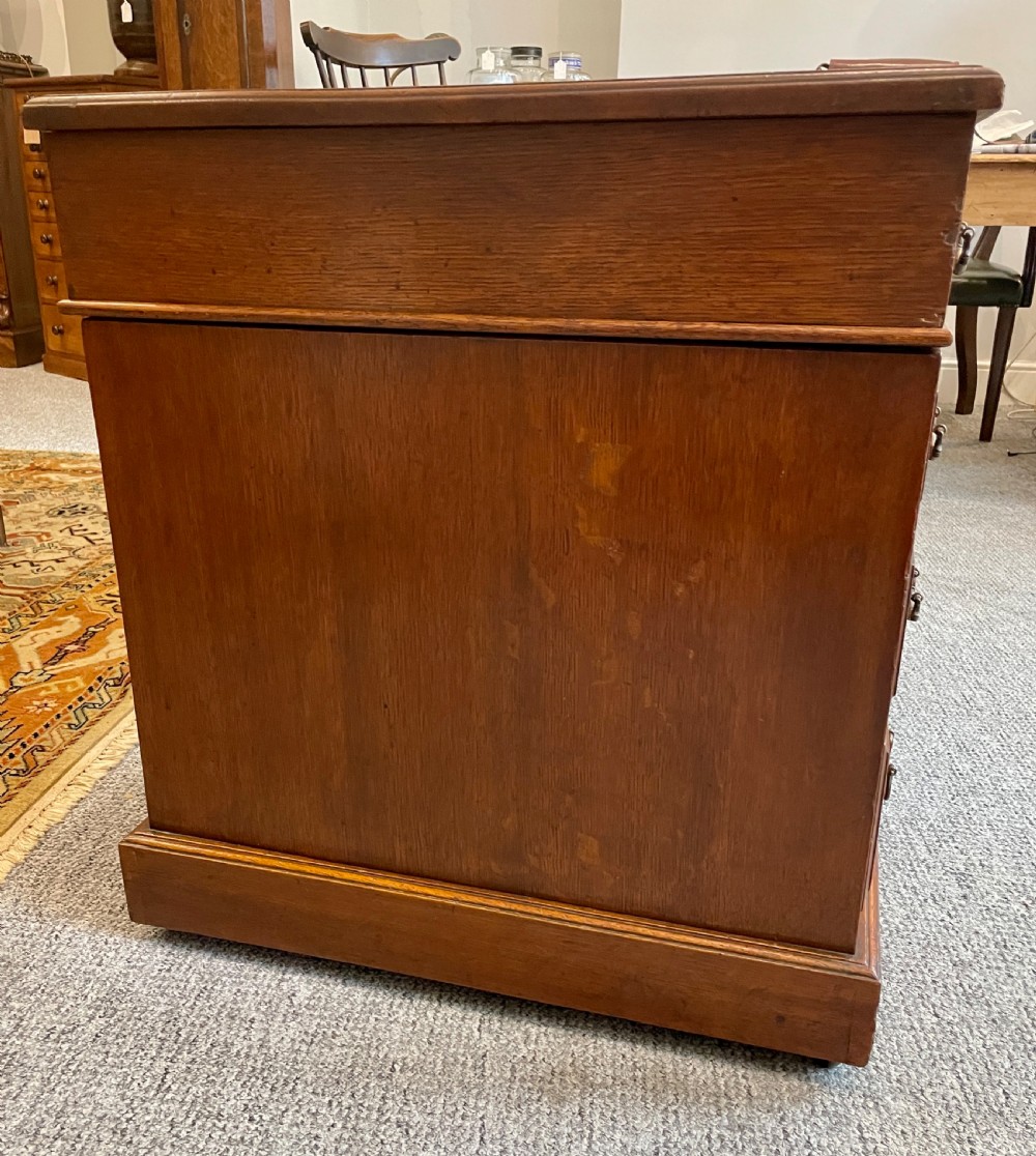 Antique Edwardian Oak Pedestal Writing Desk View XI