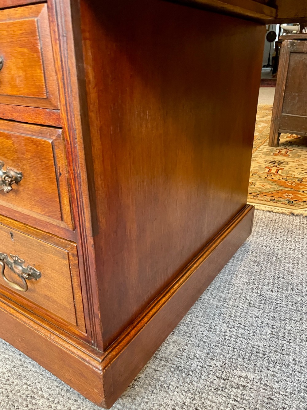 Antique Edwardian Oak Pedestal Writing Desk View XVI