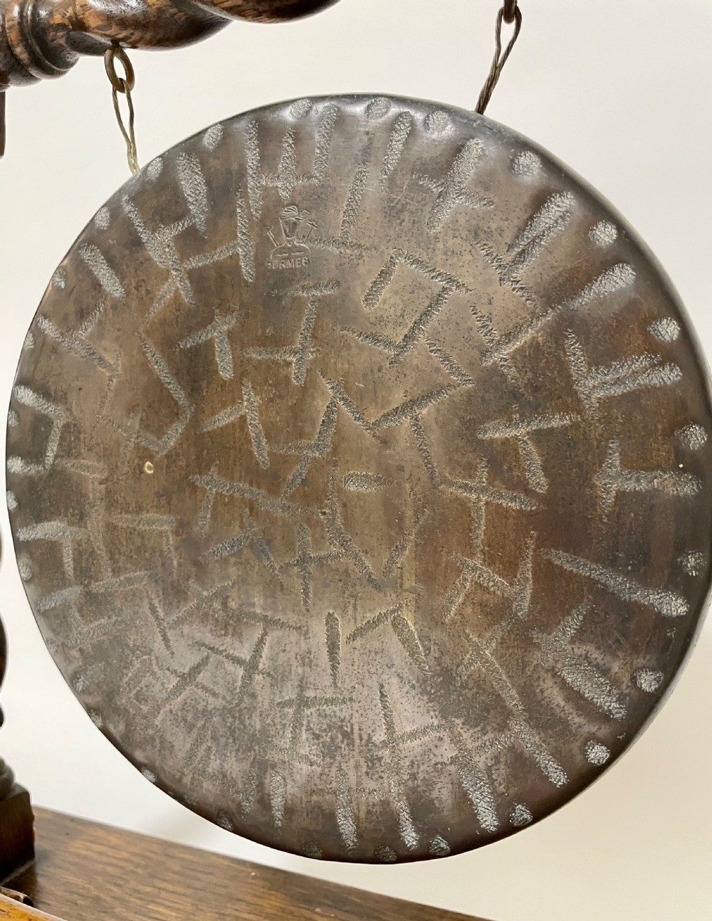 Antique Burmese Brass Table Gong View II