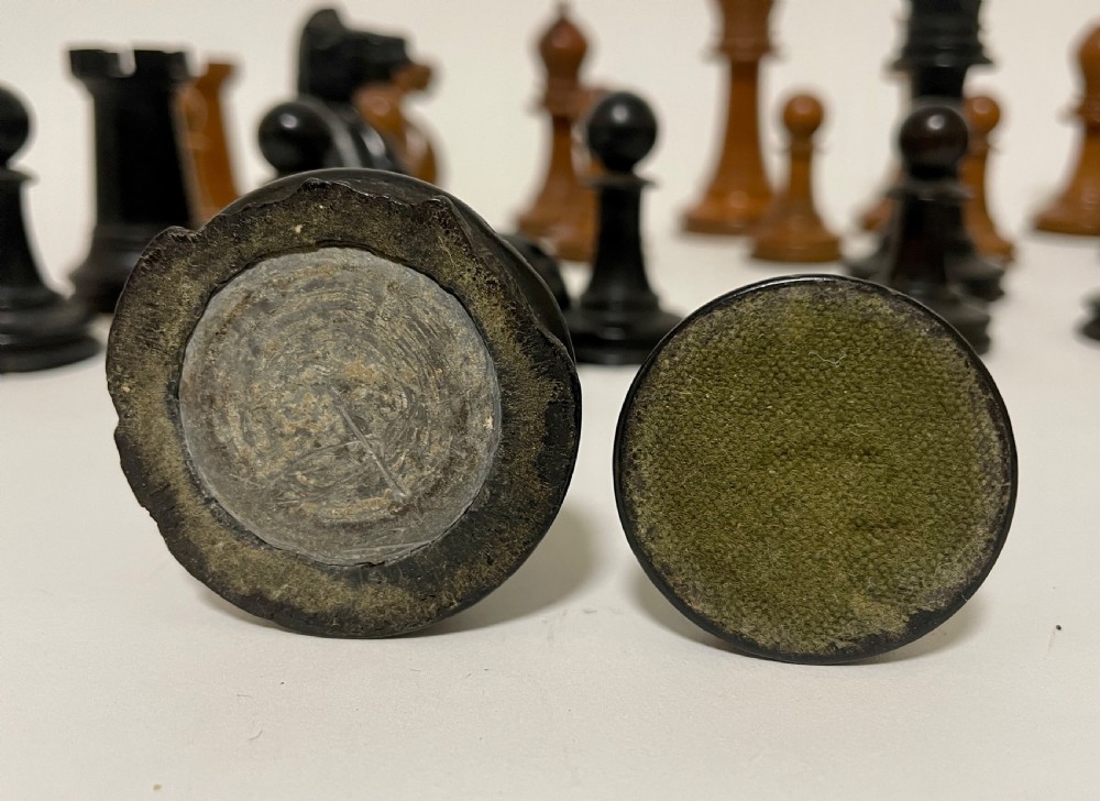 Antique Early Victorian Staunton Pattern Weighted Chess Set  View IX