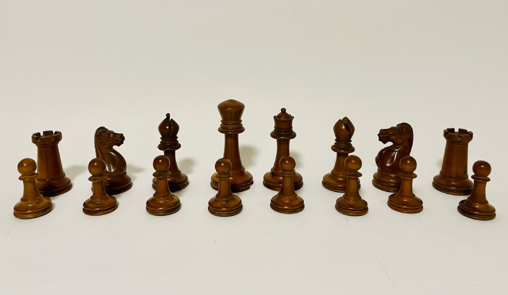 Antique Early Victorian Staunton Pattern Weighted Chess Set  View XVII