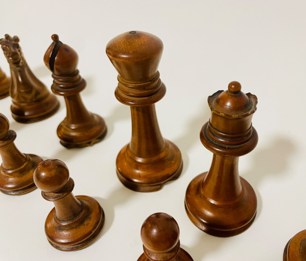 Antique Early Victorian Staunton Pattern Weighted Chess Set  View XIX