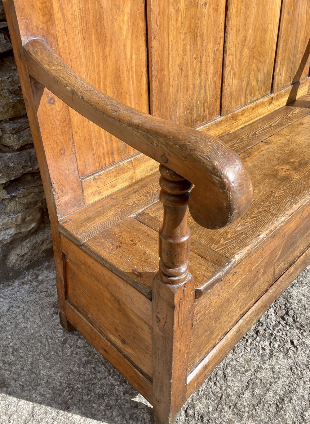 Large Antique Pine Box Settle View VIII