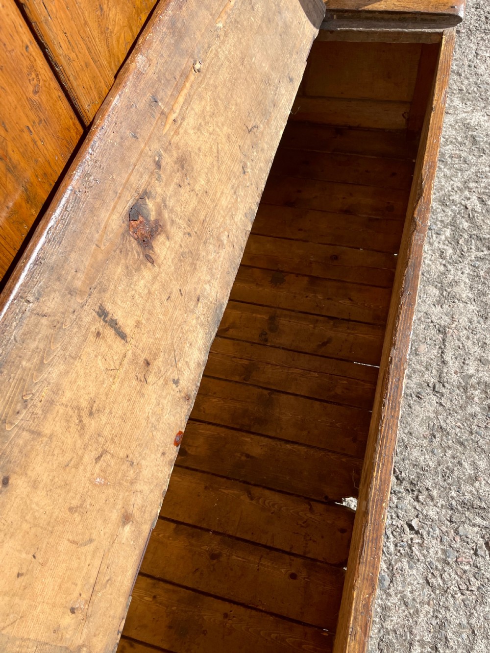 Large Antique Pine Box Settle View XII