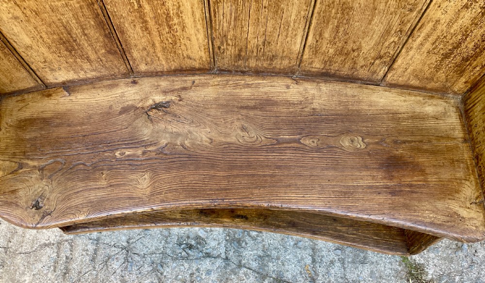 Antique Curved Wing Back Pine and Elm Settle View V