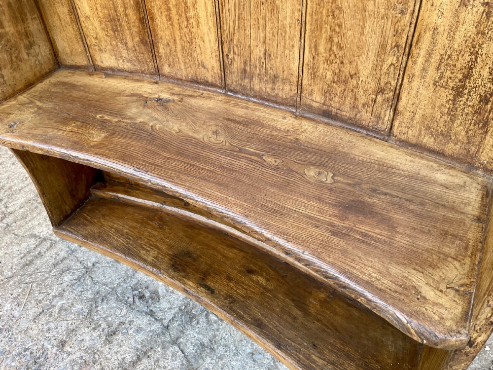 Antique Curved Wing Back Pine and Elm Settle View VI
