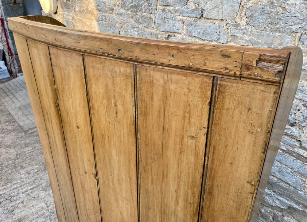 Antique Curved Wing Back Pine and Elm Settle View XIX