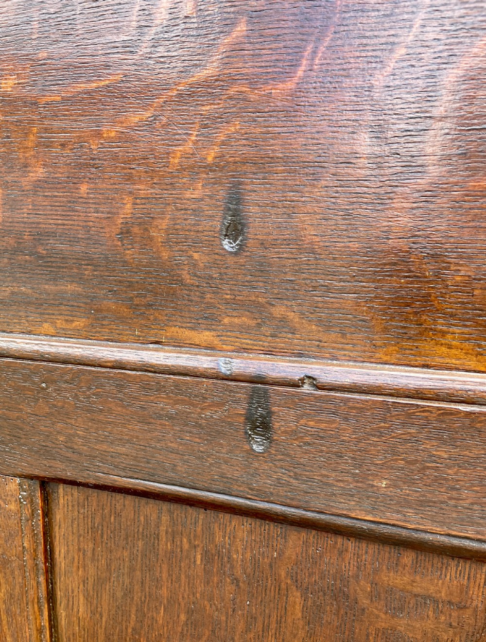 Antique Georgian Oak Panelled Settle View XII
