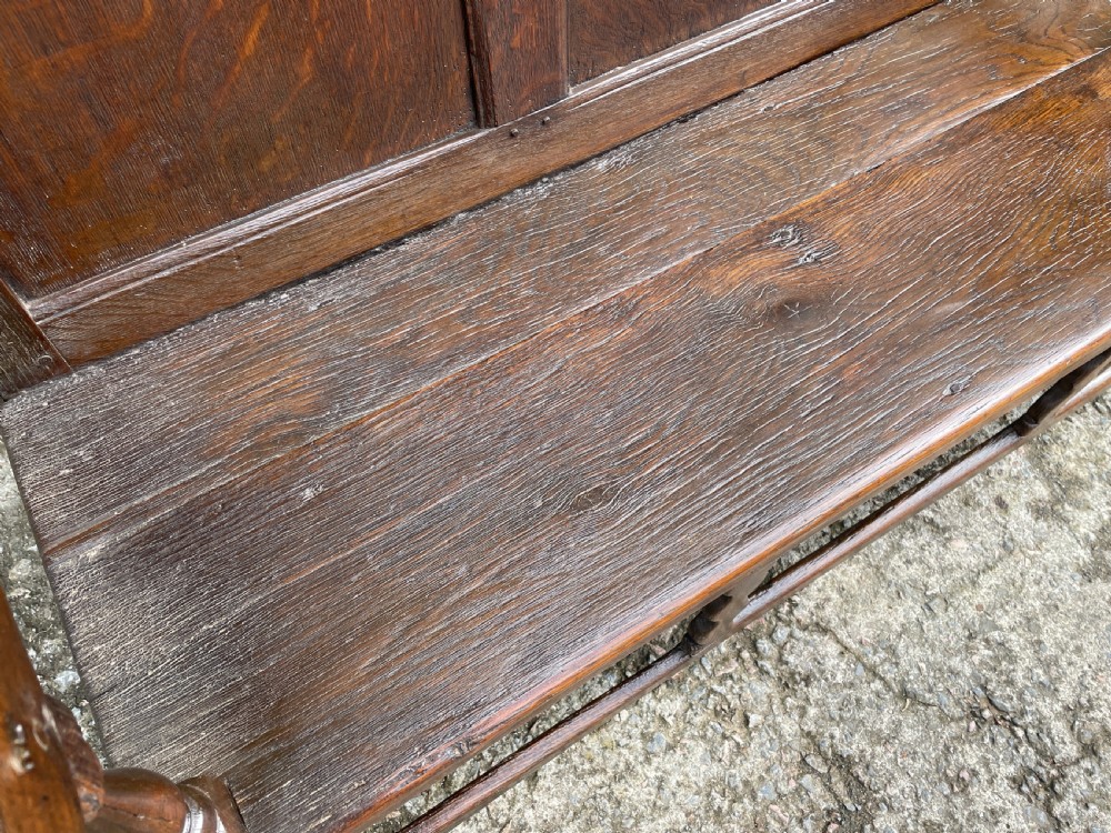 Antique Georgian Oak Panelled Settle View XV