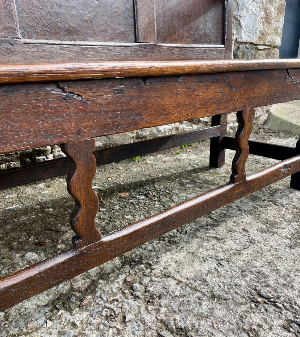 Antique Georgian Oak Panelled Settle View XVIII