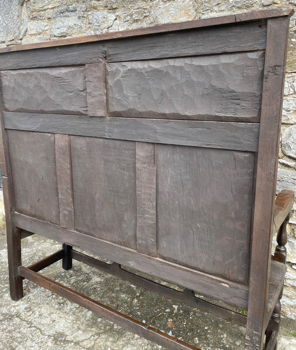 Antique Georgian Oak Panelled Settle View XXV