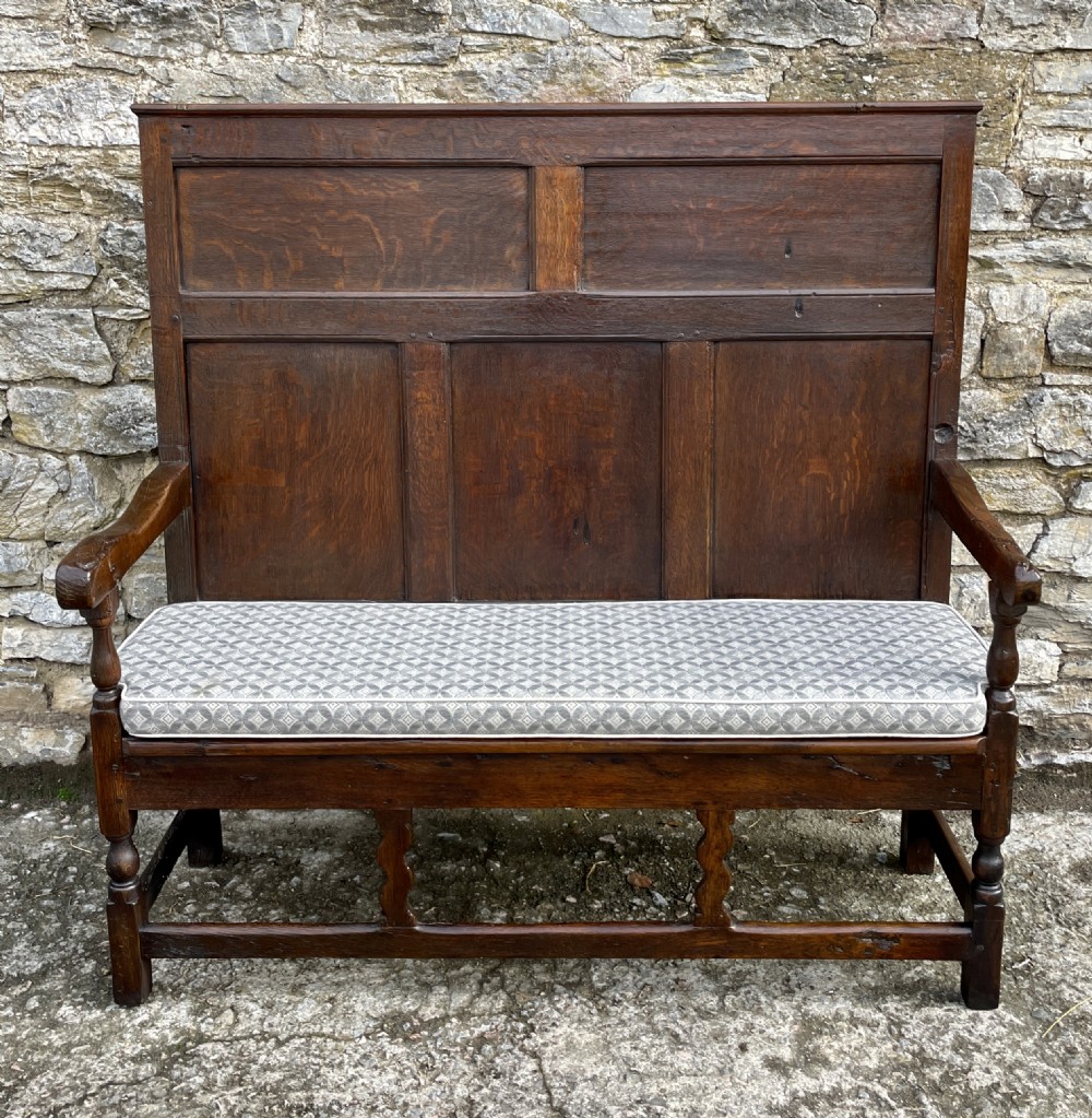 Antique Georgian Oak Panelled Settle View XXVIII