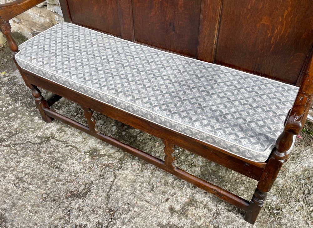 Antique Georgian Oak Panelled Settle View XXIX