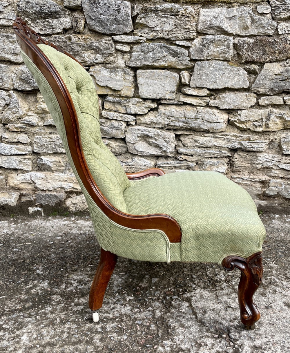 Victorian Button Back Upholstered Nursing Chair View XIII