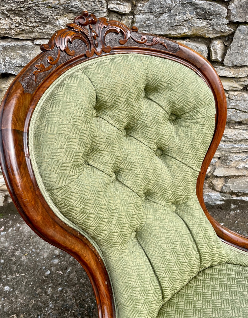 Victorian Button Back Upholstered Nursing Chair View XIV