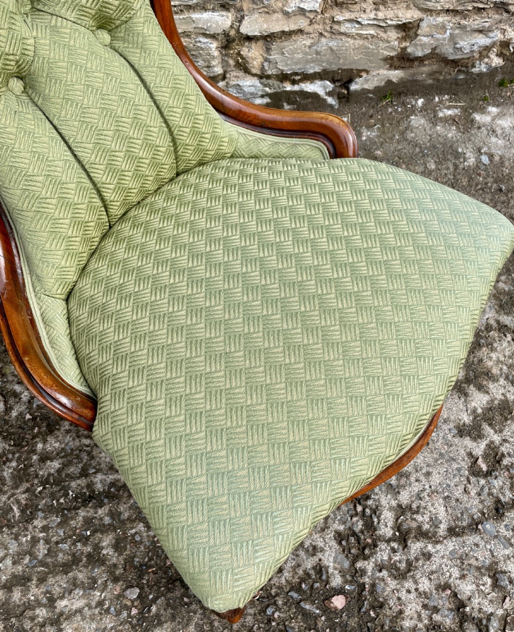 Victorian Button Back Upholstered Nursing Chair View XV
