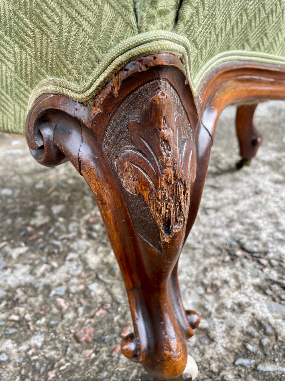 Victorian Button Back Upholstered Nursing Chair View XVII
