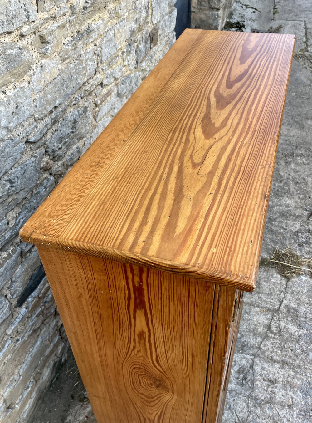Narrow Antique Pitch Pine Cupboard View IX
