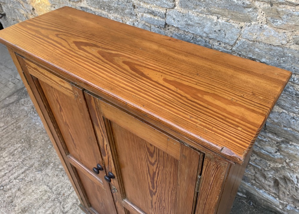 Narrow Antique Pitch Pine Cupboard View XIII