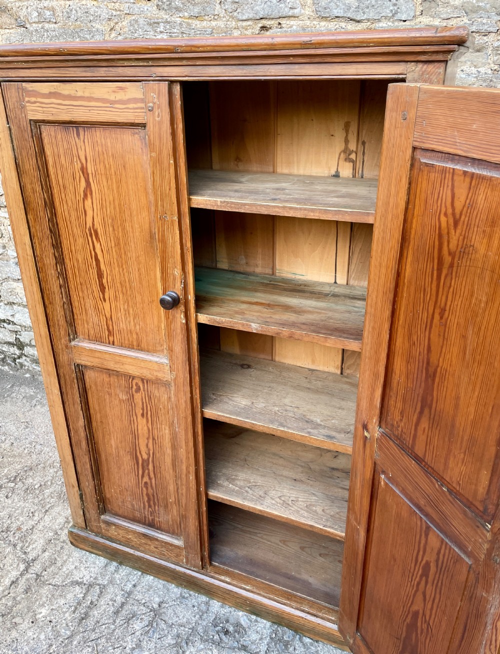 Narrow Antique Pitch Pine Cupboard View XV