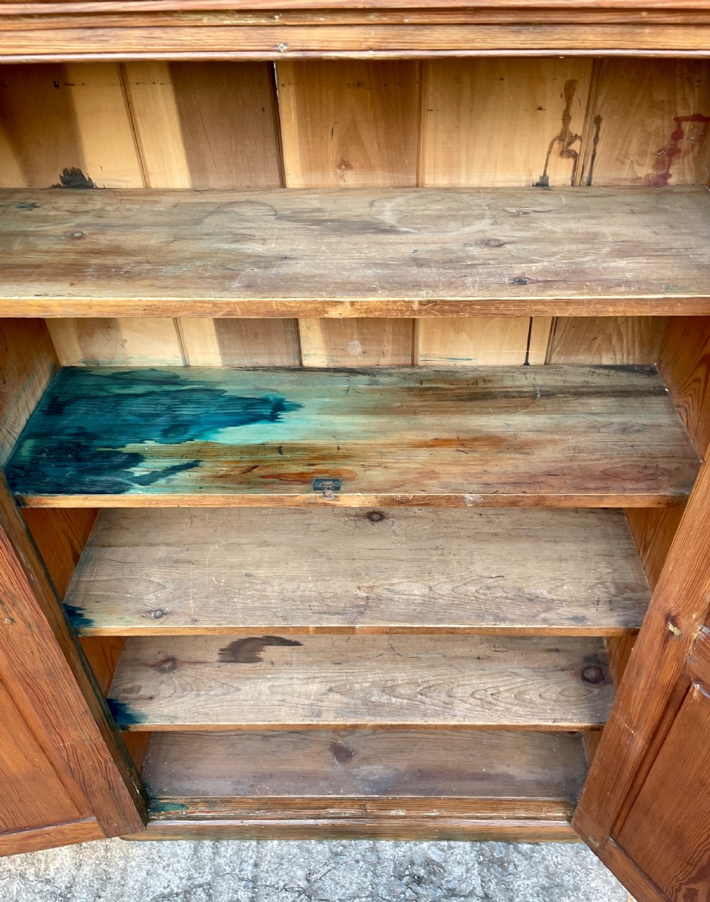 Narrow Antique Pitch Pine Cupboard View XVII