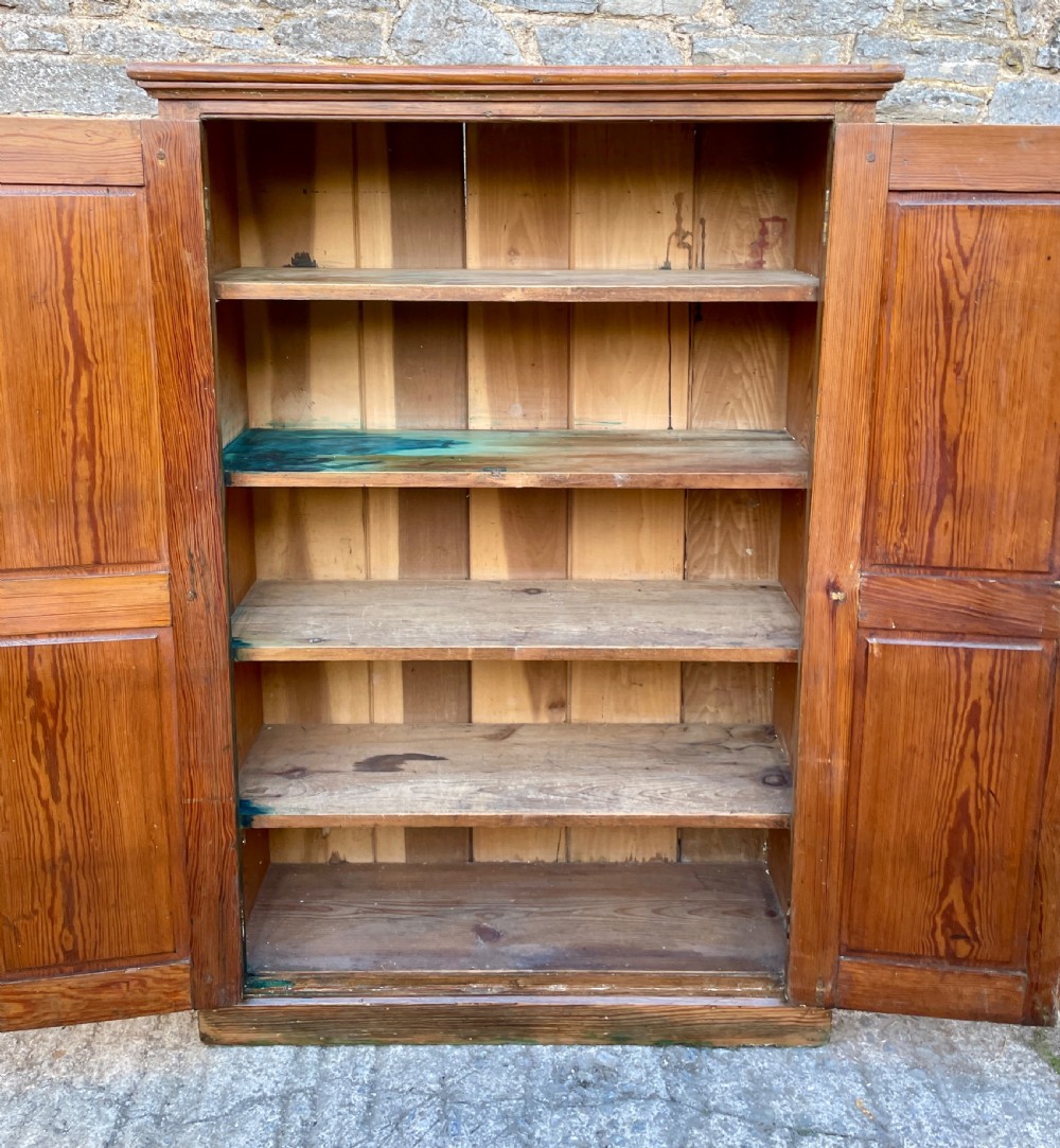 Narrow Antique Pitch Pine Cupboard View XVIII