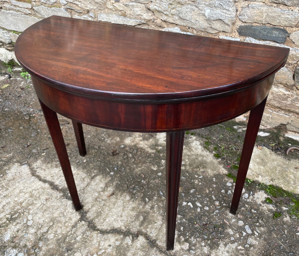 Georgian Mahogany Demi Lune Tea Table View VII