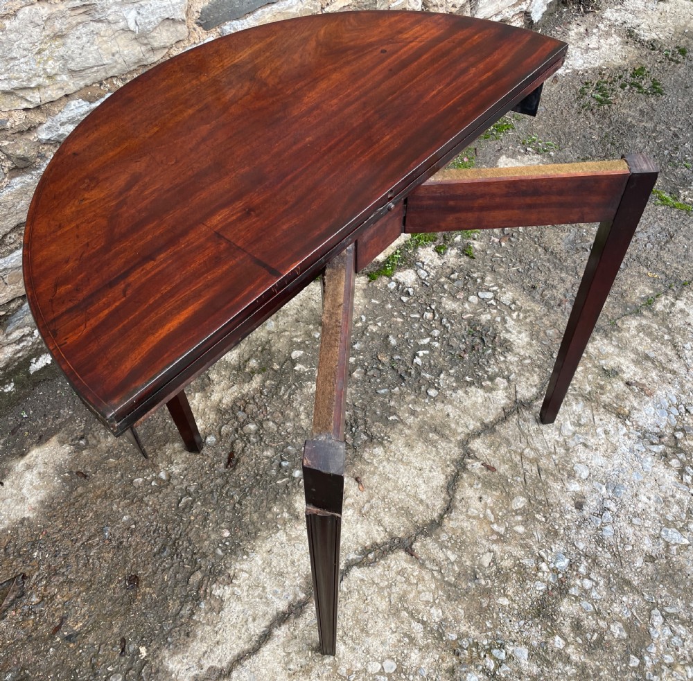Georgian Mahogany Demi Lune Tea Table View XV