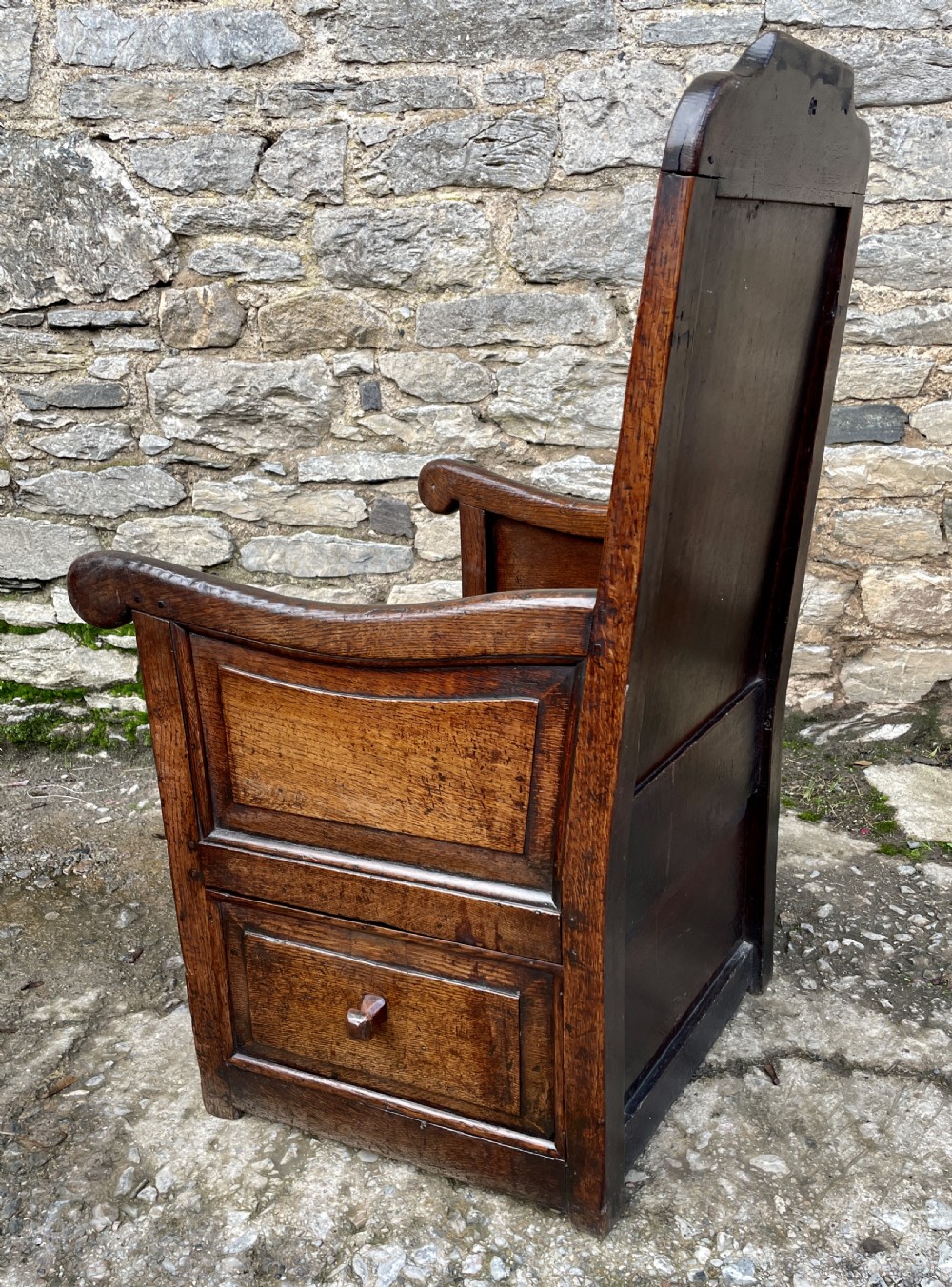 Antique 18th Century Oak Lambing Chair View X