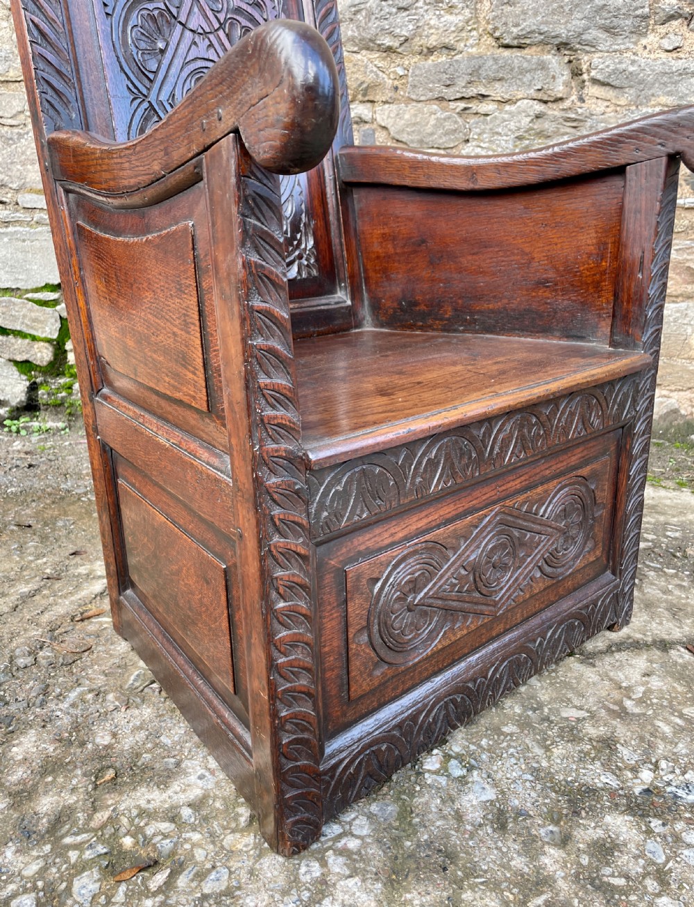 Antique 18th Century Oak Lambing Chair View XVIII